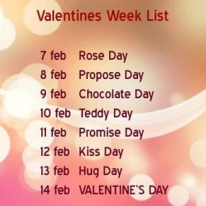 list of valentine week 2021